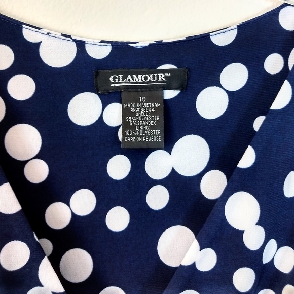 Glamour Fit-And-Flare Blue Polka Dot Dress - Picture 2 of 6